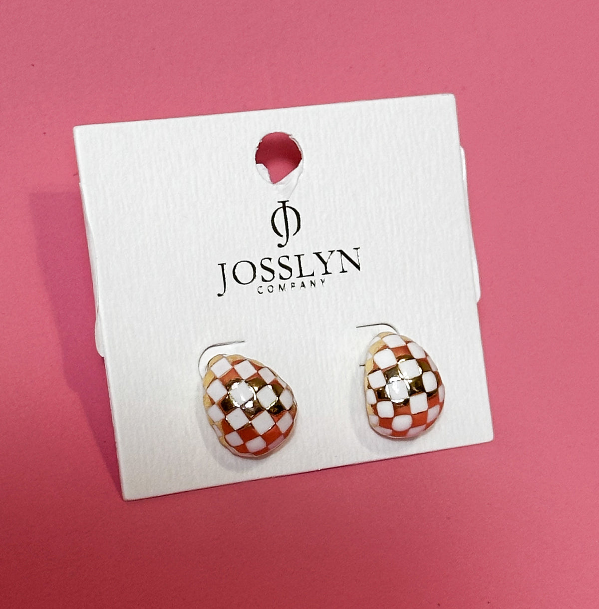 Checkered Half Moon Hoop Earring